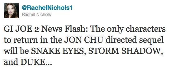 Rachel Nichols GI Joe 2 Döküm Tweet